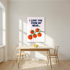 Head To-Matoes – Blossom Stripe unframed poster in a kitchen