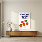 Head To-Matoes – Blossom Stripe unframed poster in a living room