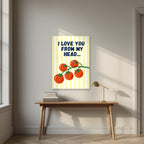 Head To-Matoes – Buttermilk Stripe unframed poster above a desk