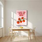 Head To-Matoes – Powder Blush on slim canvas in a kitchen