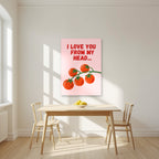 Head To-Matoes – Powder Blush unframed poster in a kitchen