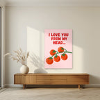 Head To-Matoes – Powder Blush unframed poster in a living room