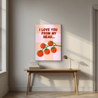 Head To-Matoes – Rose Check on slim canvas above a desk