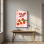 Head To-Matoes – Rose Check on thick canvas above a desk