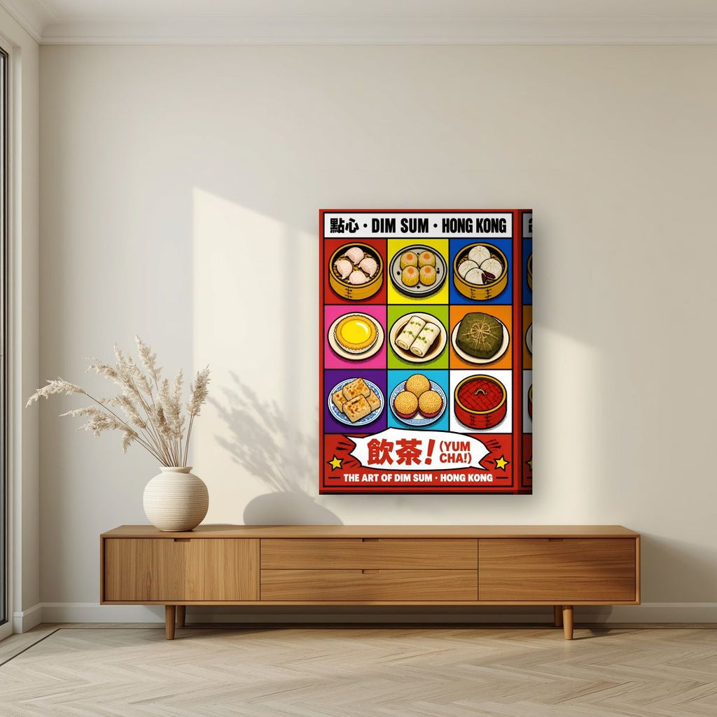 Dim Sum — Hong Kong art print, on thick canvas, styled in a living room