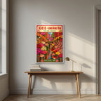 Flower Market Road — Hong Kong art print, in a white frame, styled in a desk