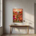 Flower Market Road — Hong Kong art print, in an oak frame, styled in a desk