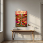 Flower Market Road — Hong Kong art print, on slim canvas, styled in a desk