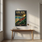 The Peak Tram — Hong Kong art print, on slim canvas, styled in a desk