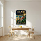 The Peak Tram — Hong Kong art print, unframed poster, styled in a kitchen