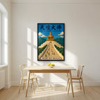 Tian Tan Buddha — Hong Kong art print, in a black frame, styled in a kitchen