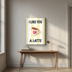 I Like You a Latte – Limoncello on a thick-edge canvas, above an oak writing desk