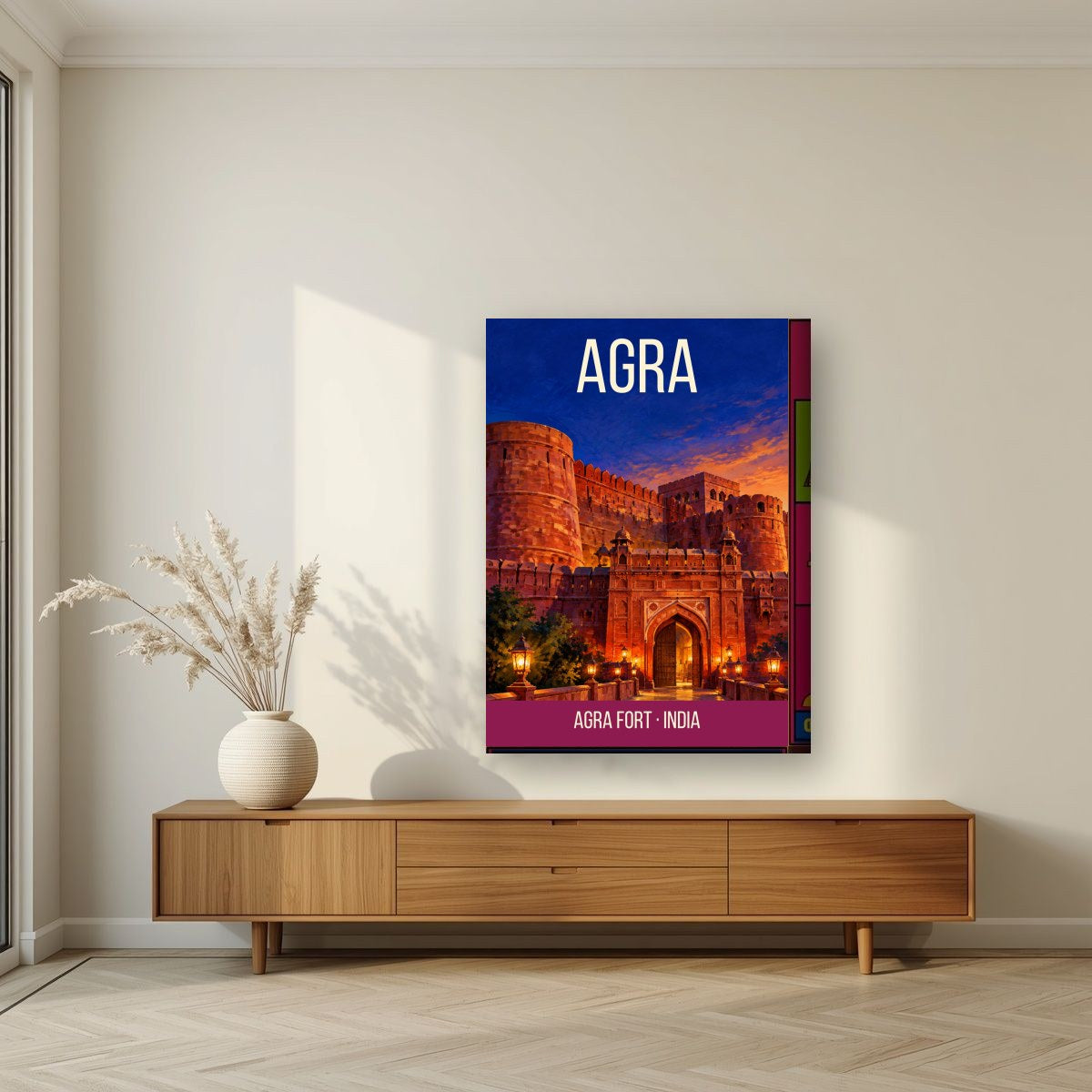 Agra Fort art print on thick canvas in a living room