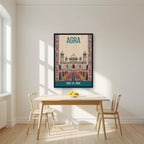 Baby Taj Agra art print in a black frame on a kitchen wall