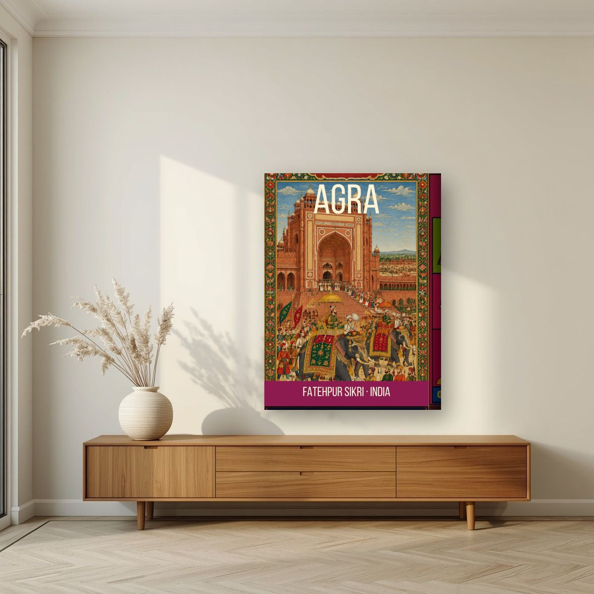 Fatehpur Sikri Agra art print on thick canvas in a living room
