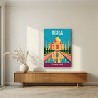 Taj Mahal Agra art print on slim canvas in a living room
