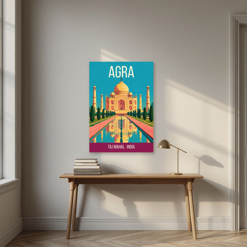 Taj Mahal Agra art print above a desk