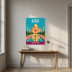Taj Mahal Agra art print above a desk