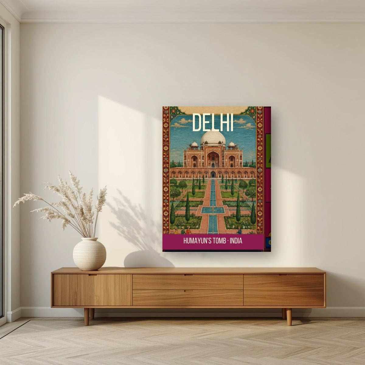Humayun's Tomb Delhi art print on thick canvas in a living room