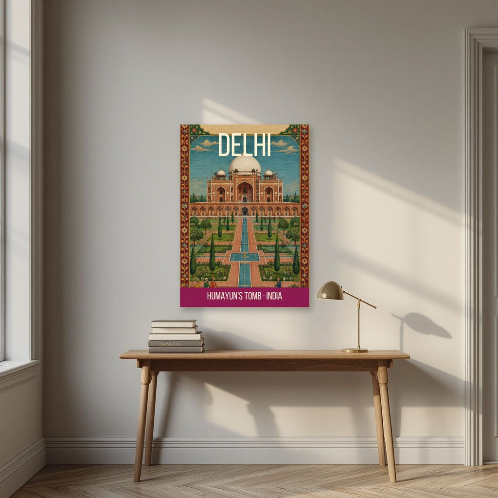 Humayun's Tomb Delhi art print above a desk