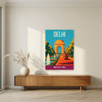 India Gate Delhi art print unframed on a living room wall