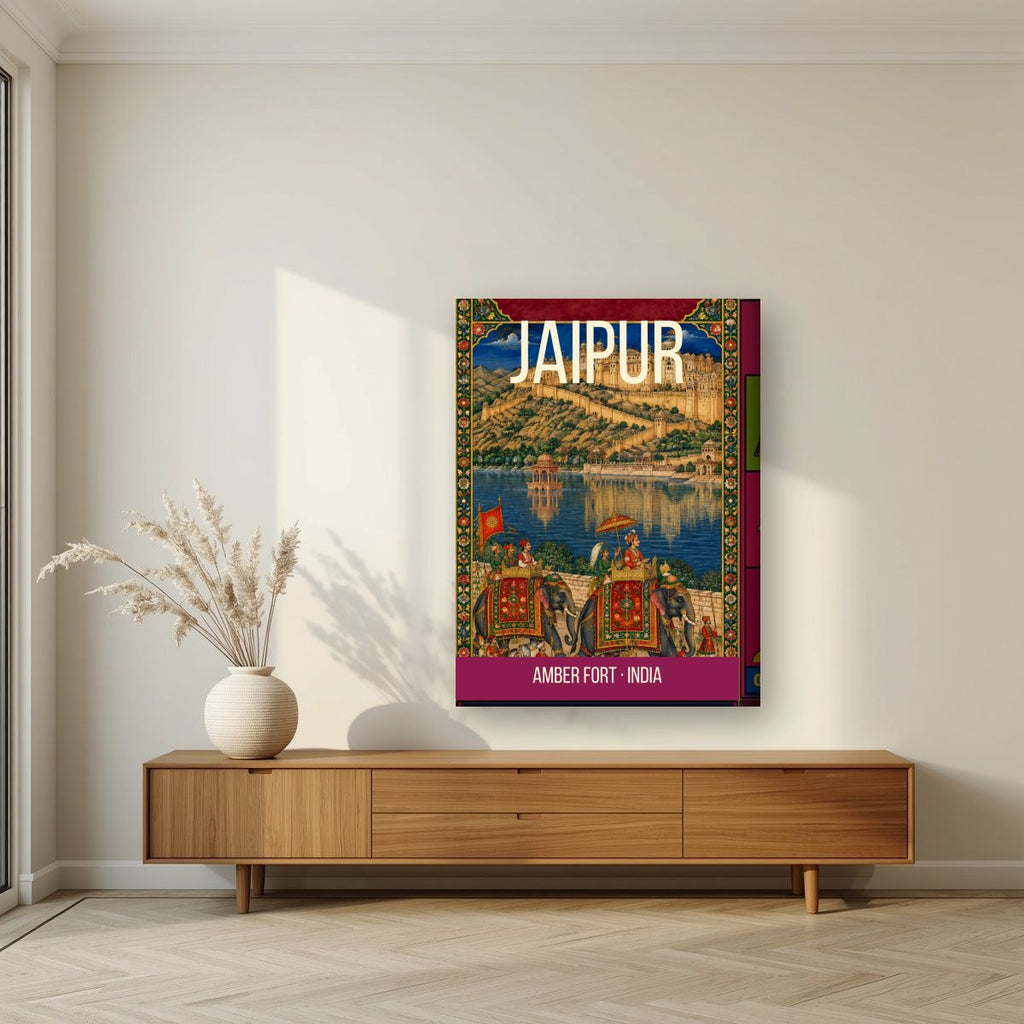 Amber Fort Jaipur art print on thick canvas in a living room