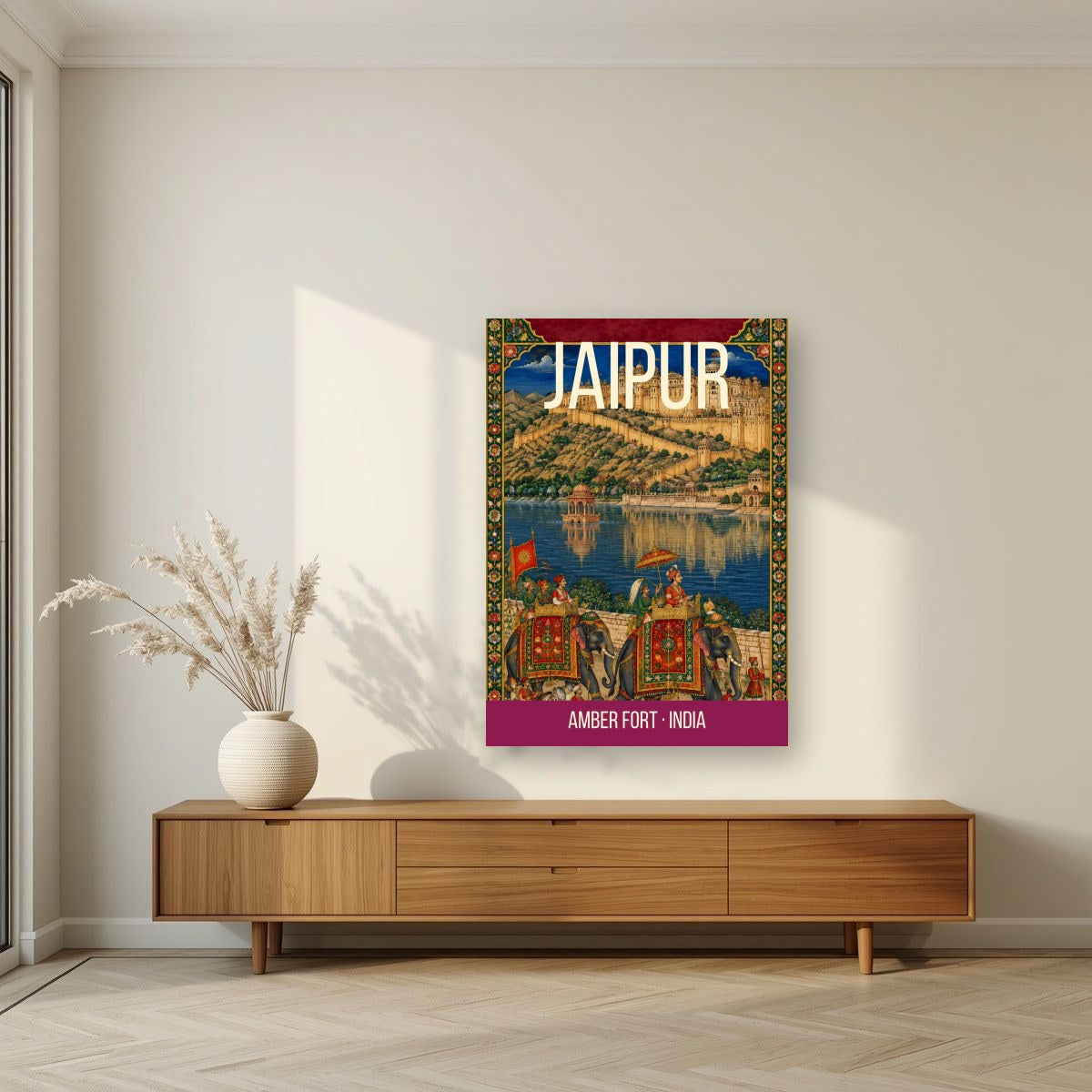 Amber Fort Jaipur art print on acrylic in a living room