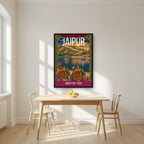 Amber Fort Jaipur art print in a black frame on a kitchen wall