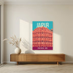 Hawa Mahal Jaipur art print unframed on a living room wall