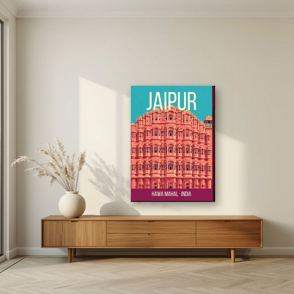 Hawa Mahal Jaipur art print on slim canvas in a living room