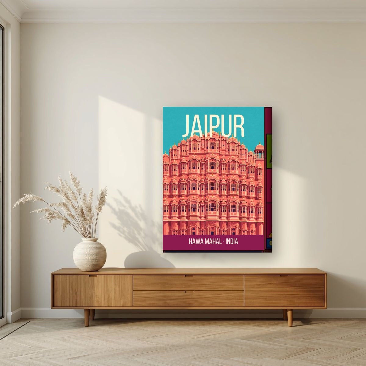 Hawa Mahal Jaipur art print on thick canvas in a living room