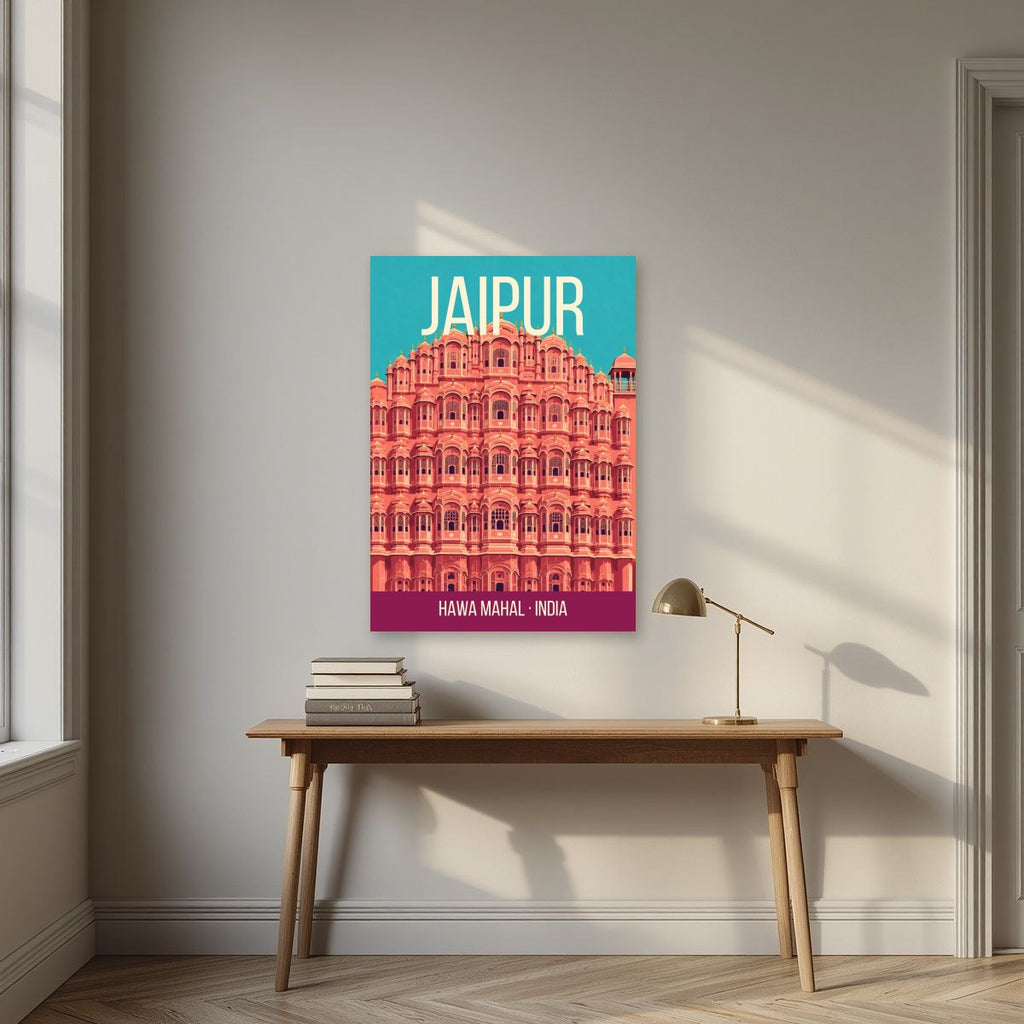 Hawa Mahal Jaipur art print above a desk
