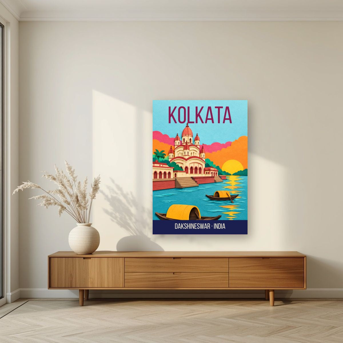 Dakshineswar Kolkata art print on acrylic in a living room