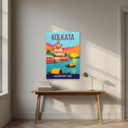Dakshineswar Kolkata art print above a desk