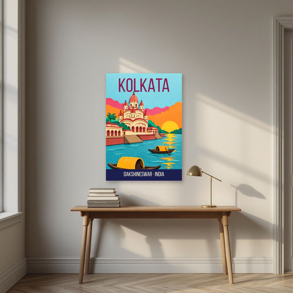 Dakshineswar Kolkata art print above a desk