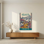 Flower Market Kolkata art print unframed on a living room wall