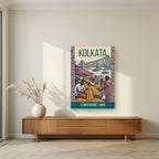Flower Market Kolkata art print on acrylic in a living room