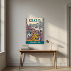 Flower Market Kolkata art print above a desk