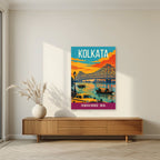 Howrah Bridge Kolkata art print unframed on a living room wall