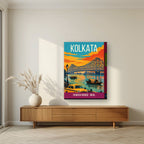 Howrah Bridge Kolkata art print on thick canvas in a living room