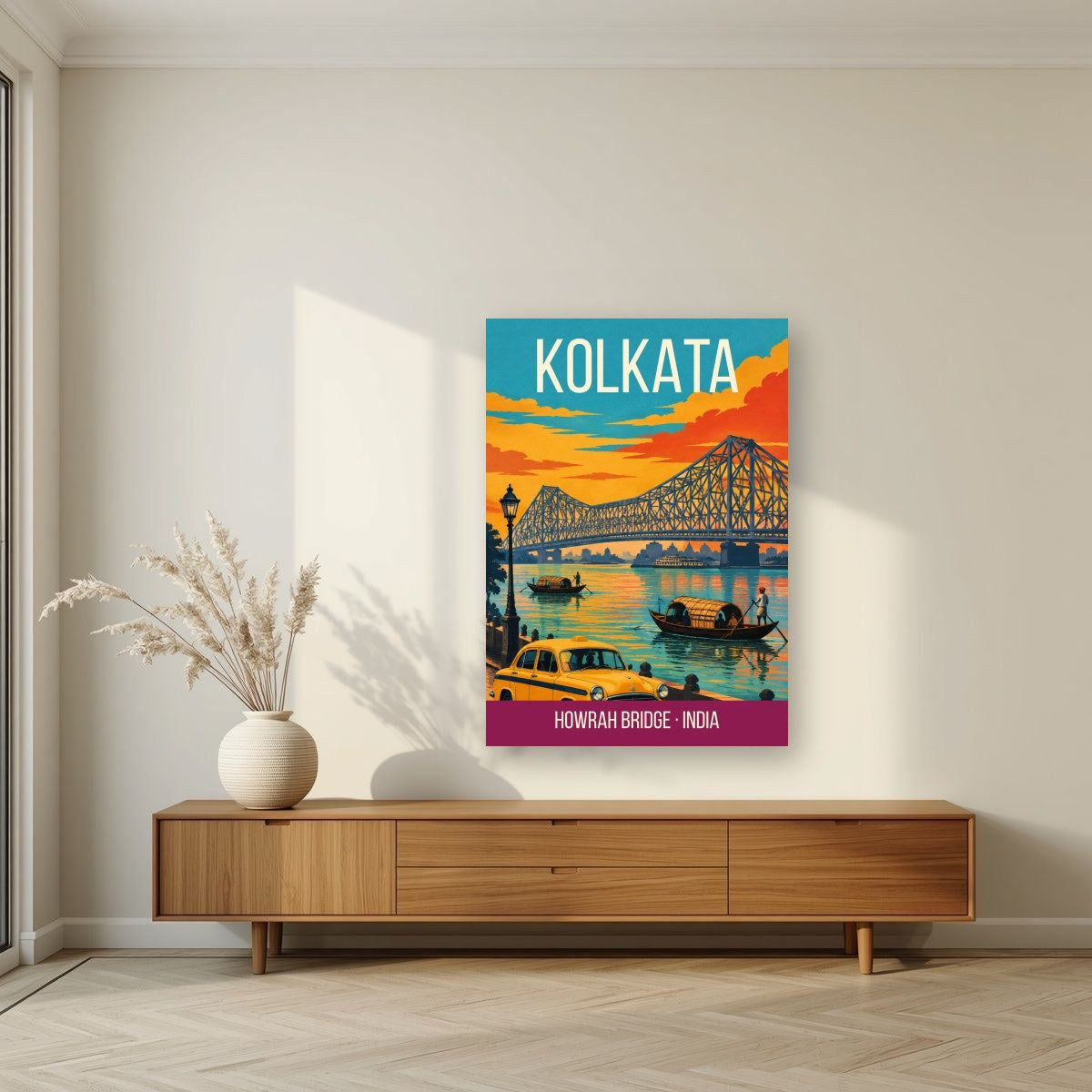 Howrah Bridge Kolkata art print on acrylic in a living room