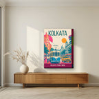 Kolkata Tram art print on thick canvas in a living room