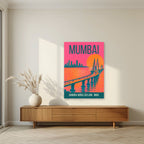 Bandra-Worli Sea Link Mumbai art print unframed on a living room wall