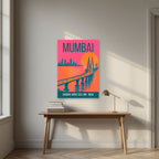 Bandra-Worli Sea Link Mumbai art print above a desk