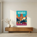 Chhatrapati Shivaji Terminus Mumbai art print unframed on a living room wall