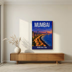 Marine Drive Mumbai art print on slim canvas in a living room