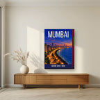 Marine Drive Mumbai art print on thick canvas in a living room