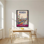 Sassoon Dock Mumbai art print in a black frame on a kitchen wall