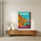 Dashashwamedh Ghat Varanasi art print on thick canvas in a living room