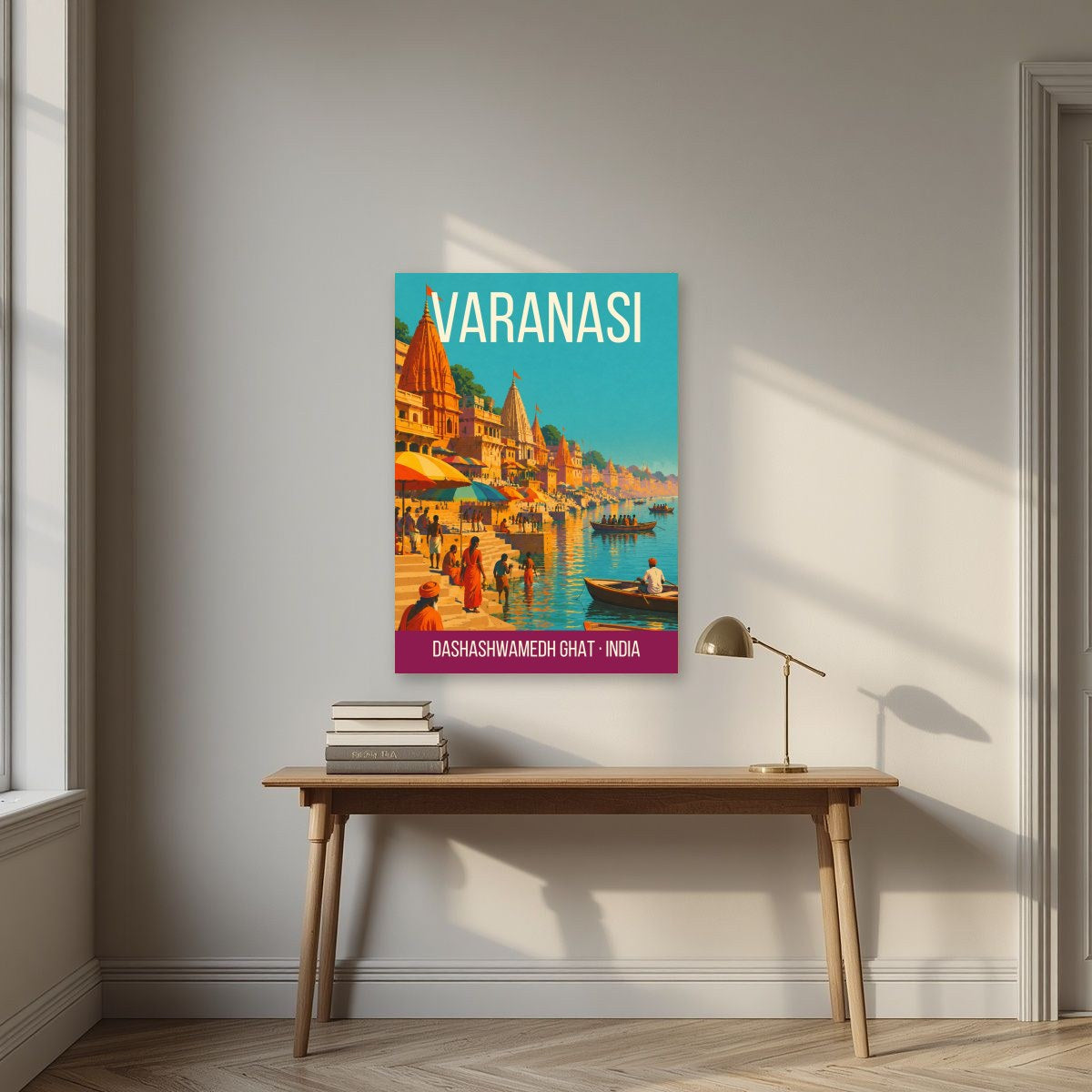 Dashashwamedh Ghat Varanasi art print above a desk